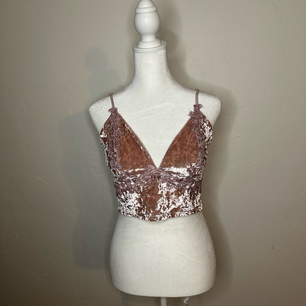 Charlotte Russe Blush Pink Velvety Crop Top